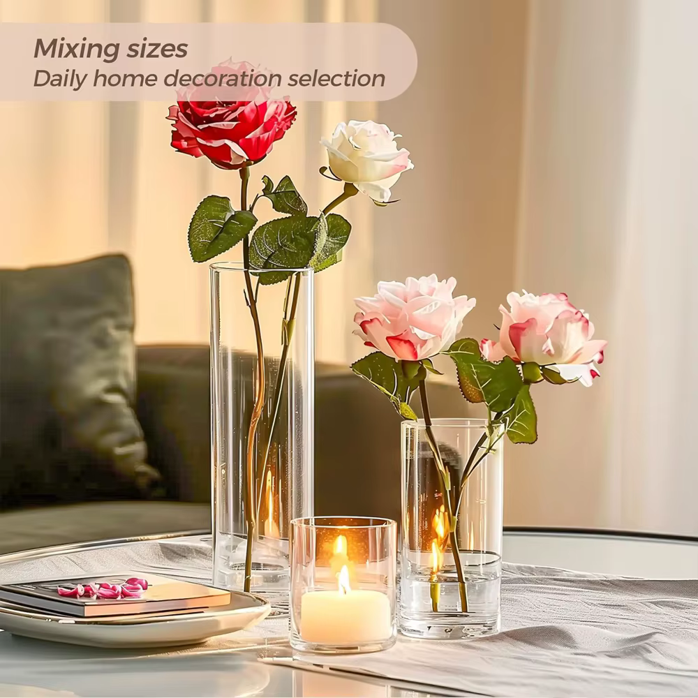 Vase en verre élégant, parfait pour les présentoirs de centres de table