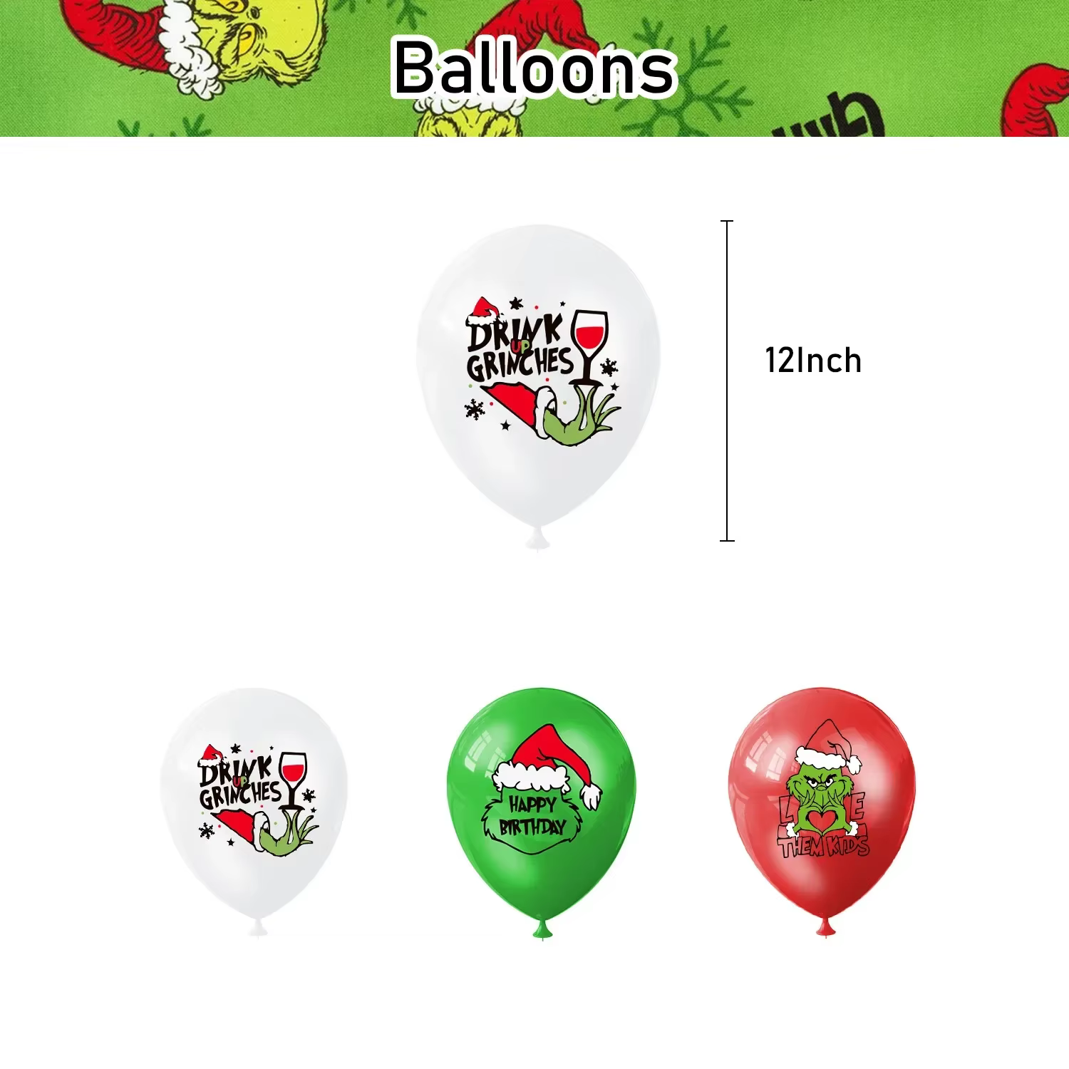 Vaisselle de fête d'anniversaire Grinch de noël