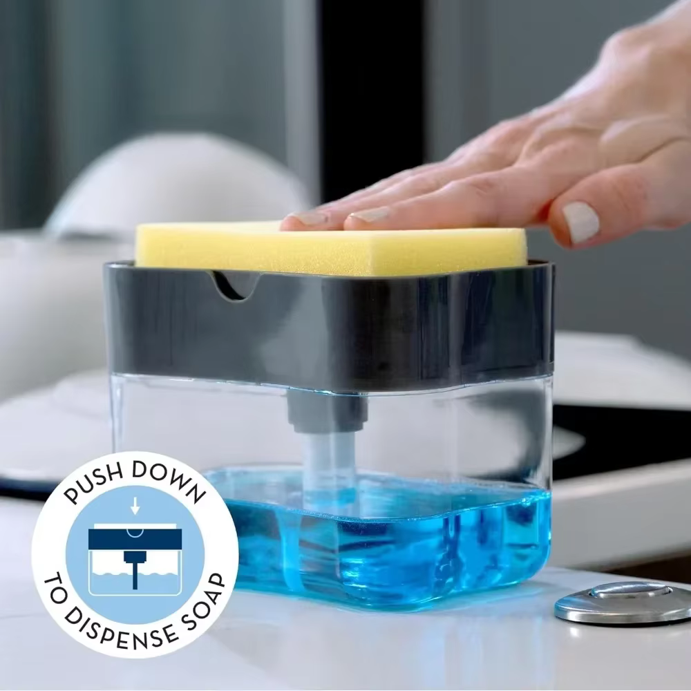 Distributeur à éponge 2 en 1 pour la vaisselle
