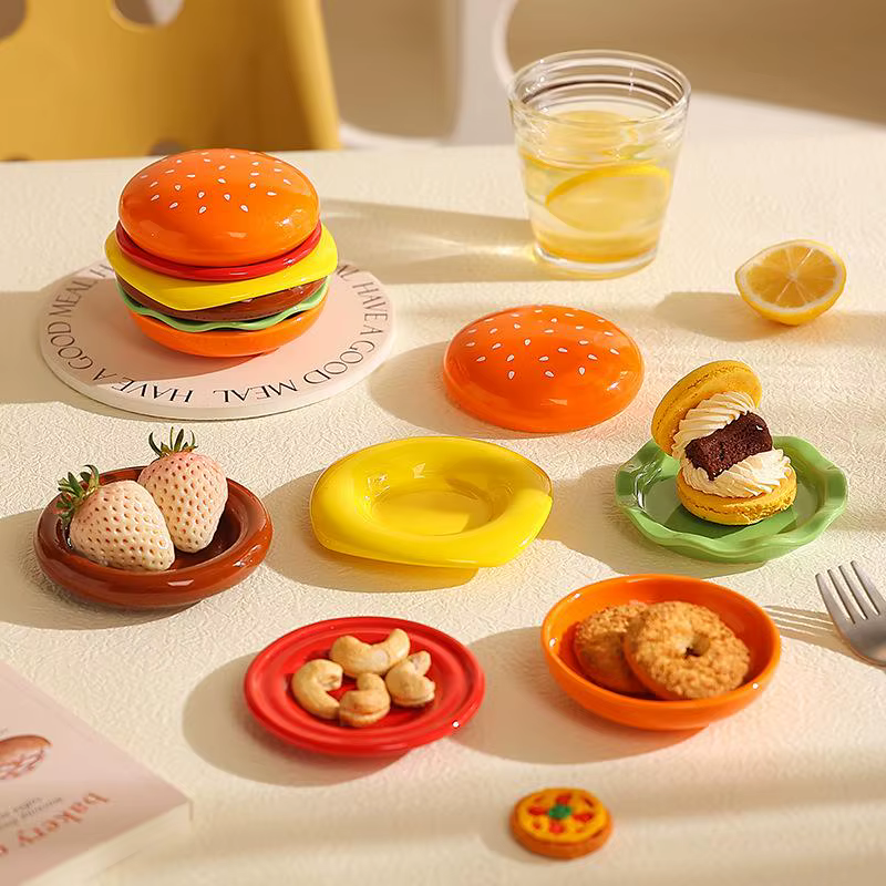 Ensemble d'assiettes à Hamburger empilables