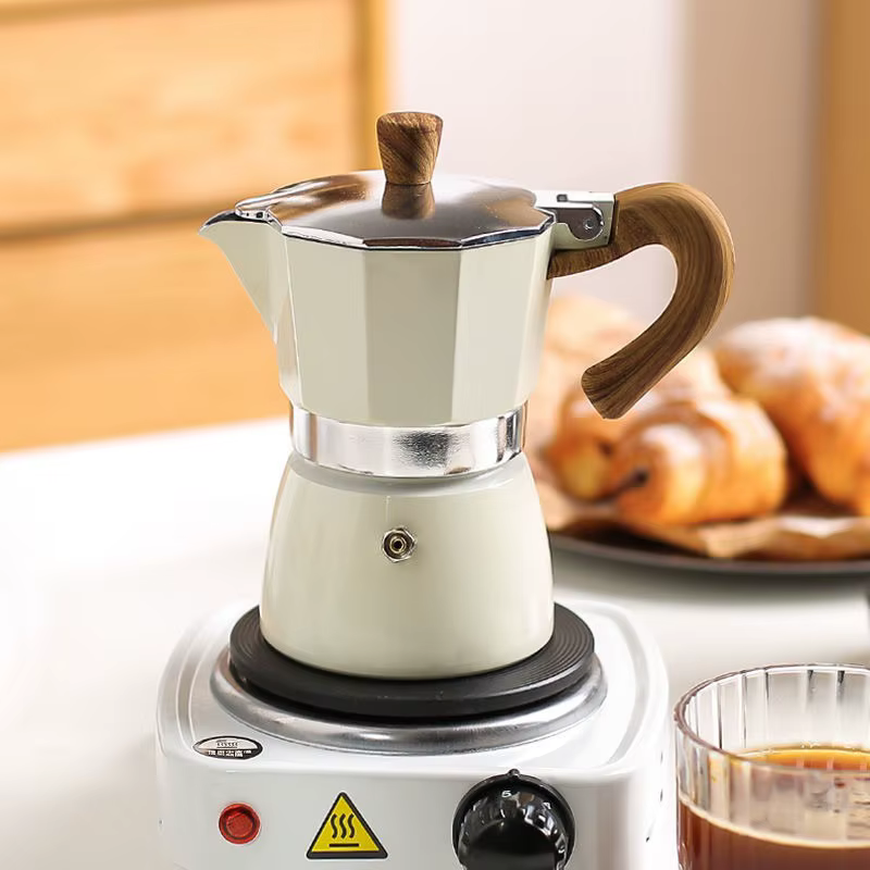 Machine à Expresso Vintage avec Poignée en Bois