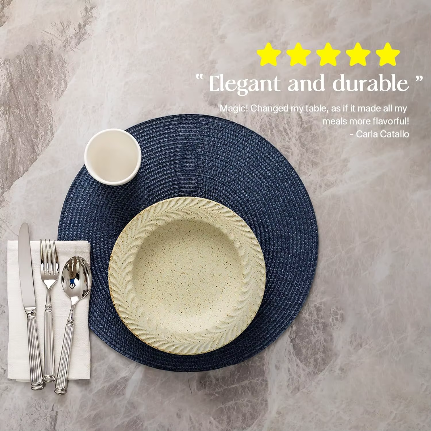 Ensemble de 4 sets de table ronds tissés en plastique