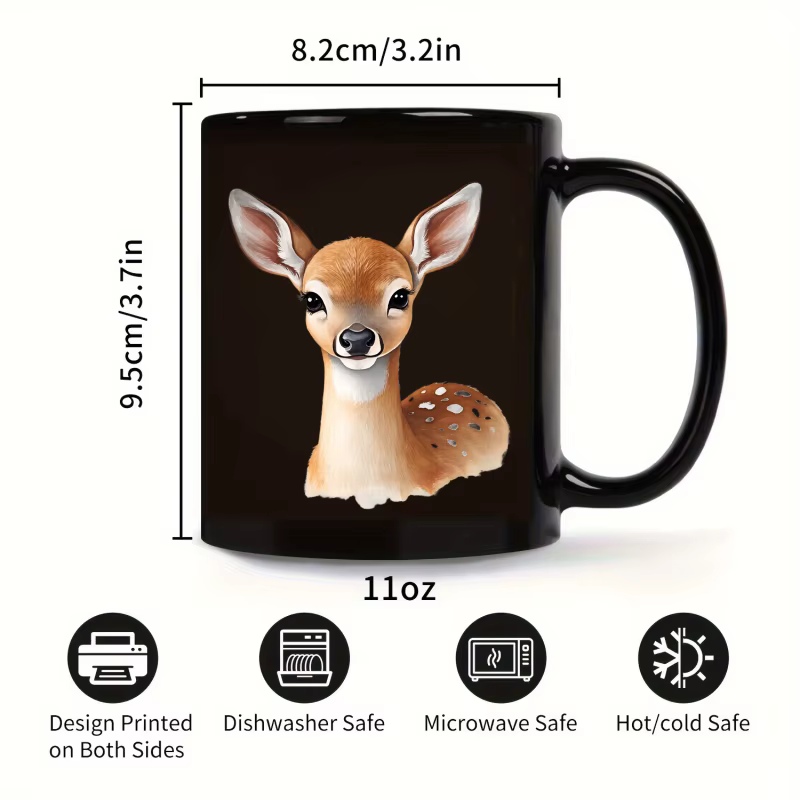 Tasse en céramique cerf noir imprimé animal pour café