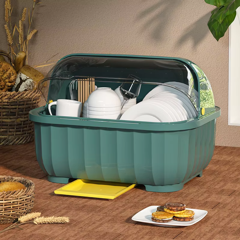 Égouttoir à vaisselle en plastique avec couvercle