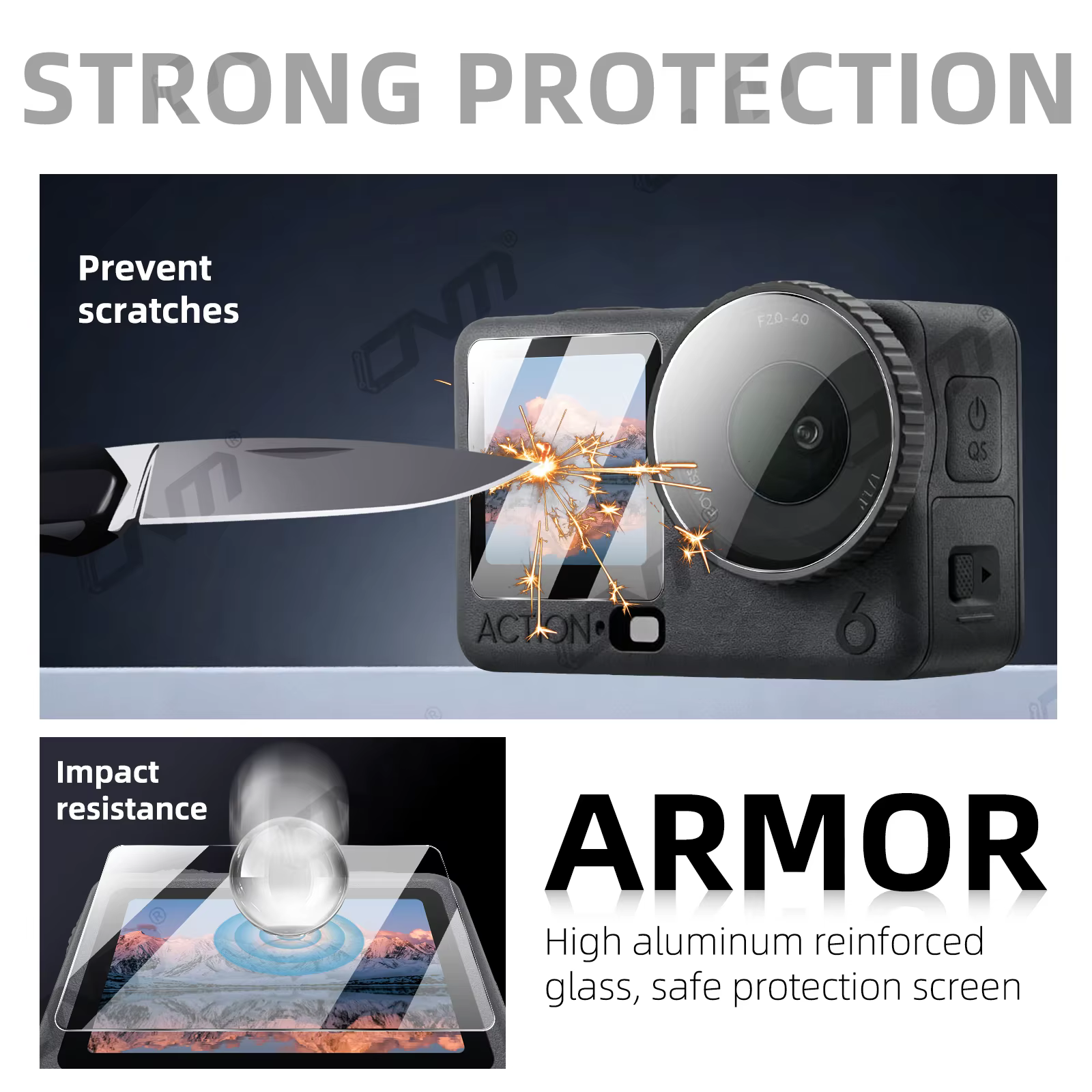 Protecteur d'écran en verre trempé pour DJI Action 6 - 9H, anti-rayures, anti-empreintes digitales, HD, transparent, sans bulles, installation facile