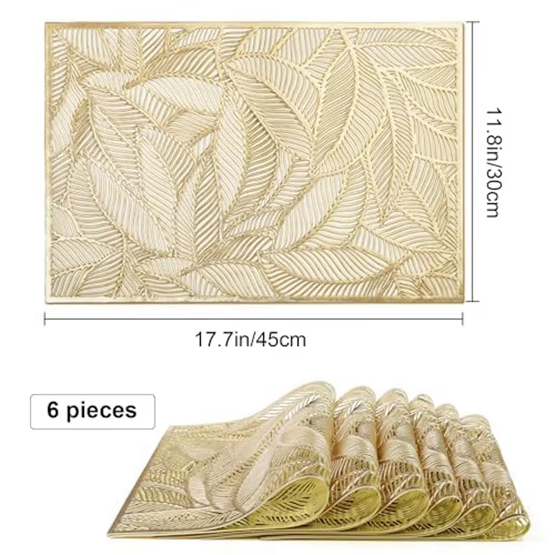 Ensemble de 2/4 napperons rectangulaires dorés