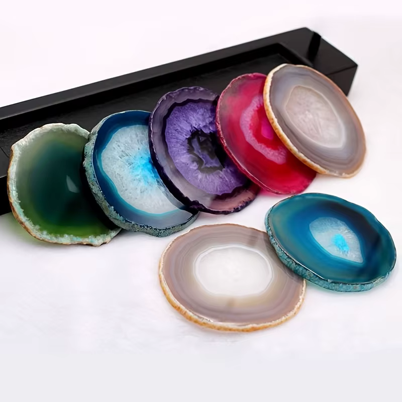Sous-verre et dessous de plat en agate de cristal naturel