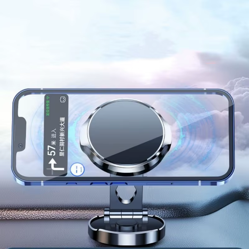 Support magnétique rond pliant pour voiture, Support de téléphone portable rotatif à 360 degrés, Support magnétique puissant pour iPhone Samsung