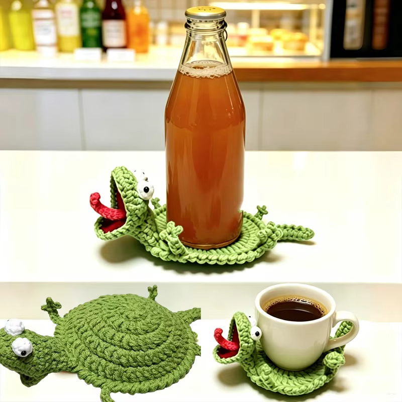 Sous-verres en crochet faits main avec des animaux mignons