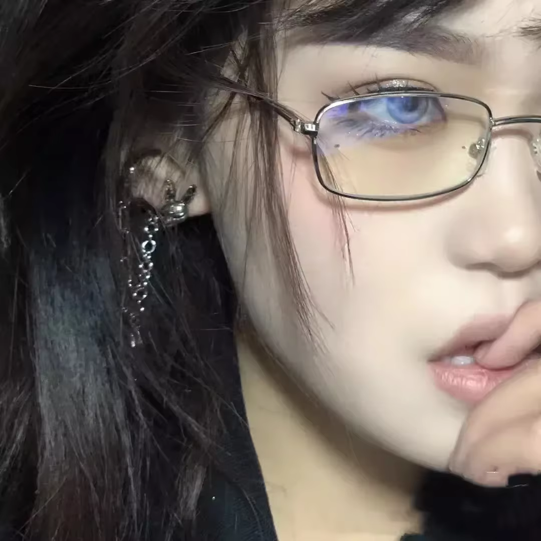Y2K – lunettes Vintage à monture métallique, demi-monture sans lentille, Chic, décoration de fête Cosplay pour filles, lunettes de photographie en métal