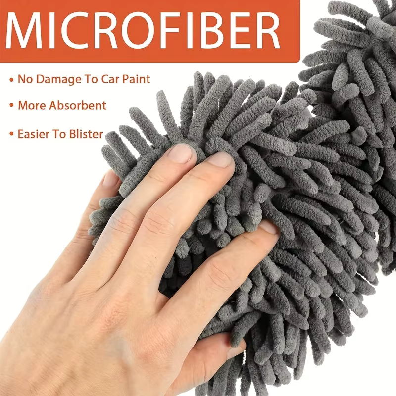 [Brosse de lavage de voiture] Brosse de nettoyage de voiture à long manche réglable, outil de lavage de voiture en microfibre chenille, outil de lavage de voiture multi-surfaces robuste