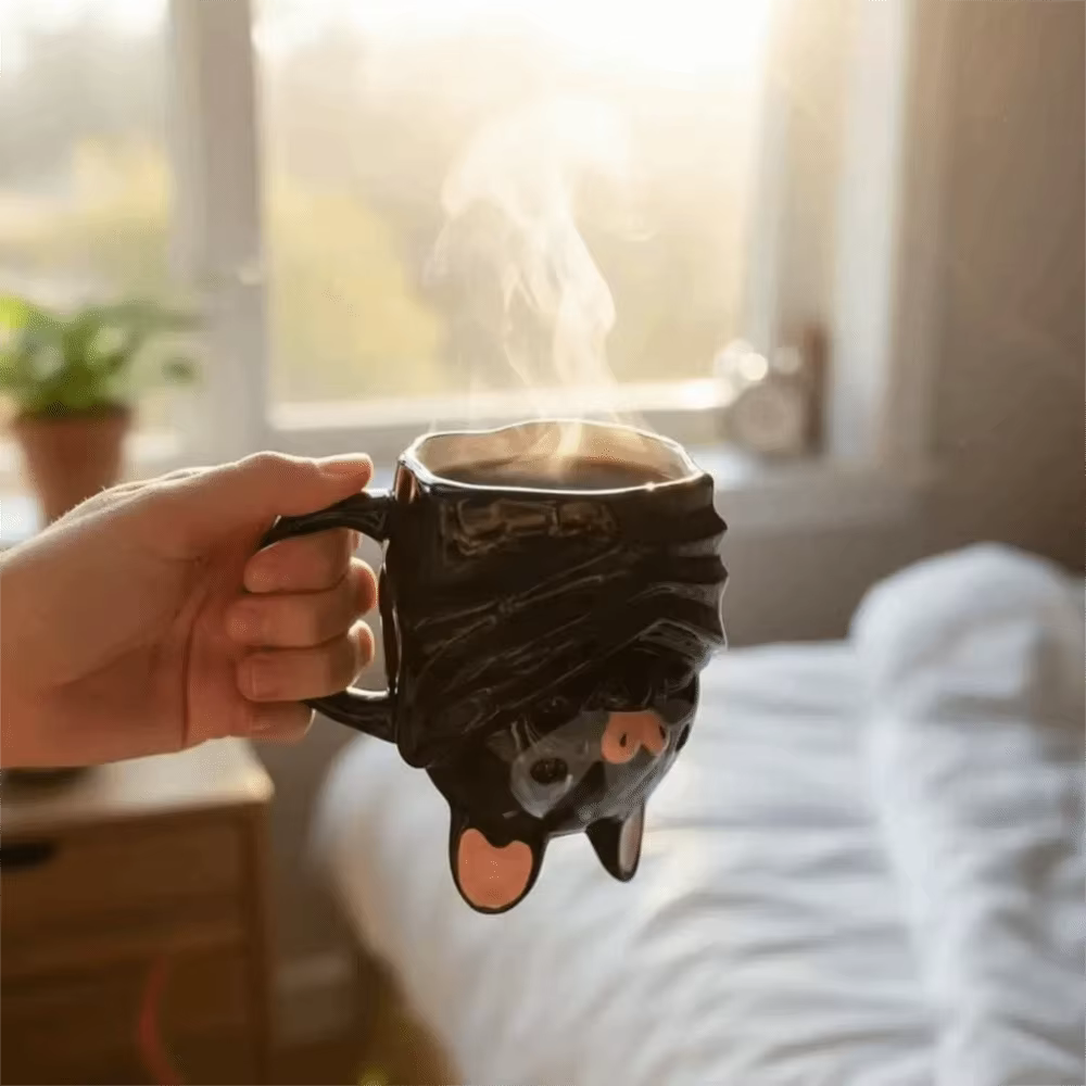 Tasse à café originale en forme de chauve-souris inversée