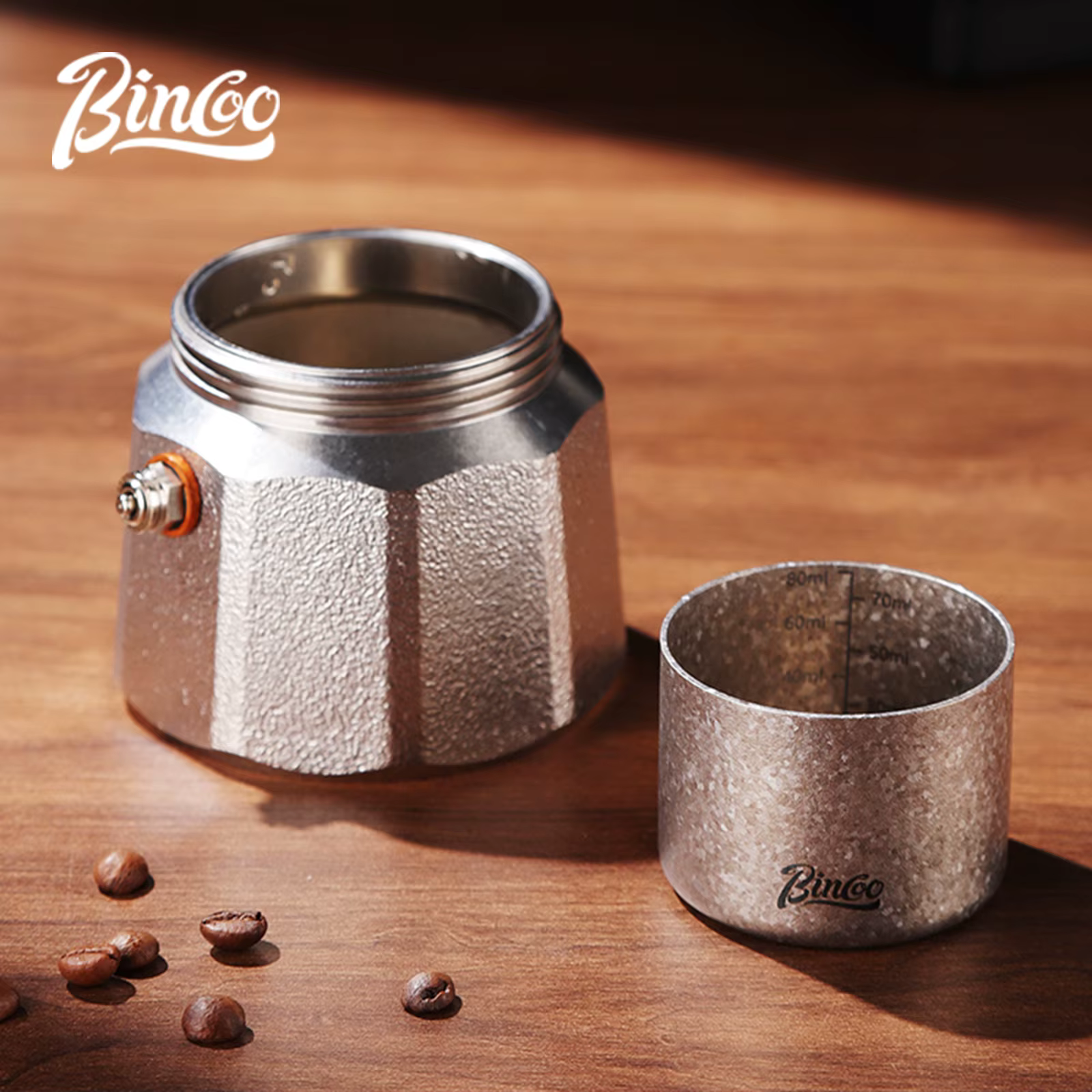 Accessoire de brûleur secondaire en titane pur Bincoo – Cafetière Moka en acier inoxydable à 3 valves