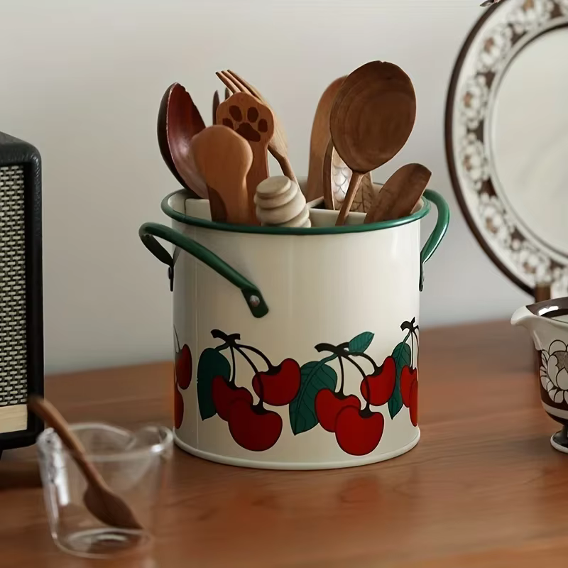 Seau de vaisselle cerise Vintage