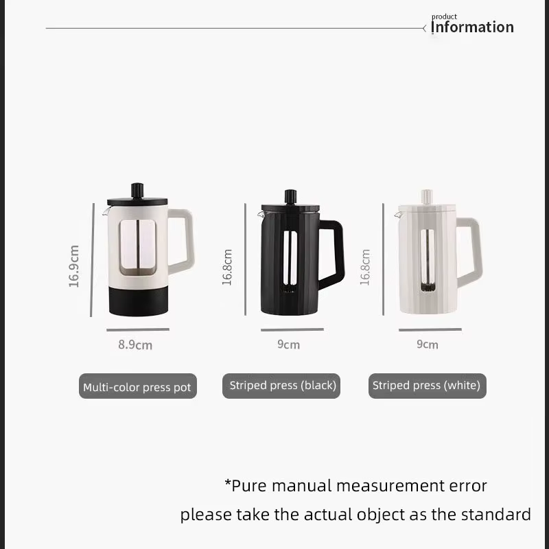 Cafetière à Pression Française en Acier Inoxydable Haute Densité et Verre Résistant à la Chaleur