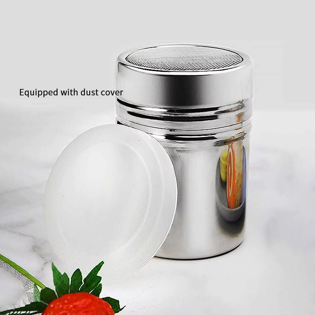 1 pc-argent acier inoxydable maille tube type plumeurs dépoussiérage salière pot à épices sel sucre poivre Shaker boîte cacao glaçage poudre