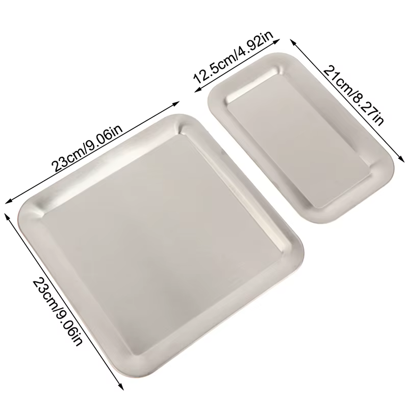 Plateau de service rectangulaire de luxe en acier inoxydable pour café