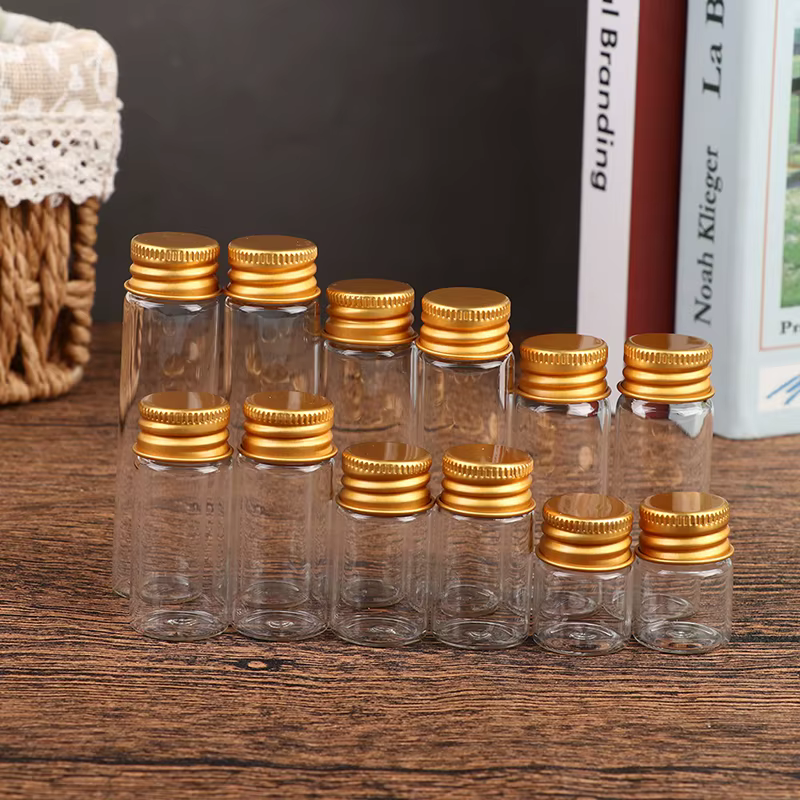 Bouteilles en verre avec couvercles en aluminium