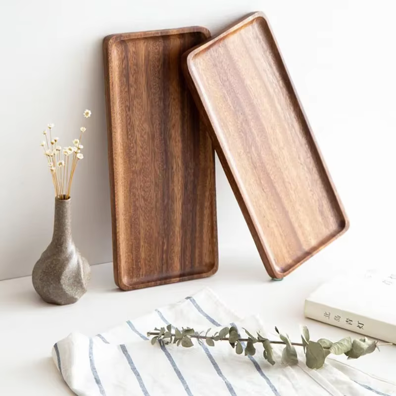Musowood-Assiette de service en bois rectangulaire