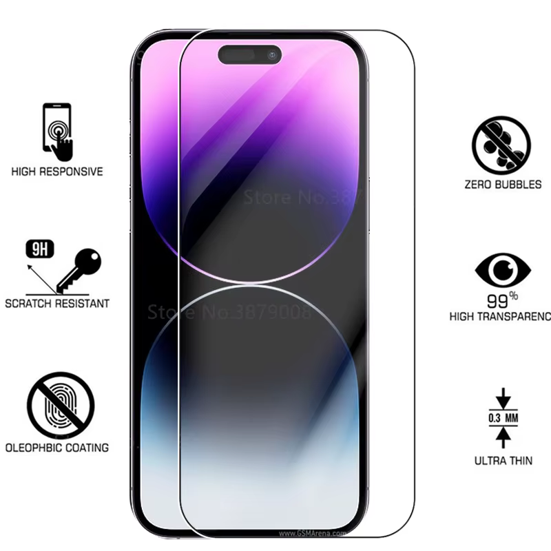 Lot de 4 protections d'écran en verre trempé pour iPhone 15, 16 Pro Max, 17, 17e, iPhone 16E, 14 Pro, iPhone 17 Pro Max