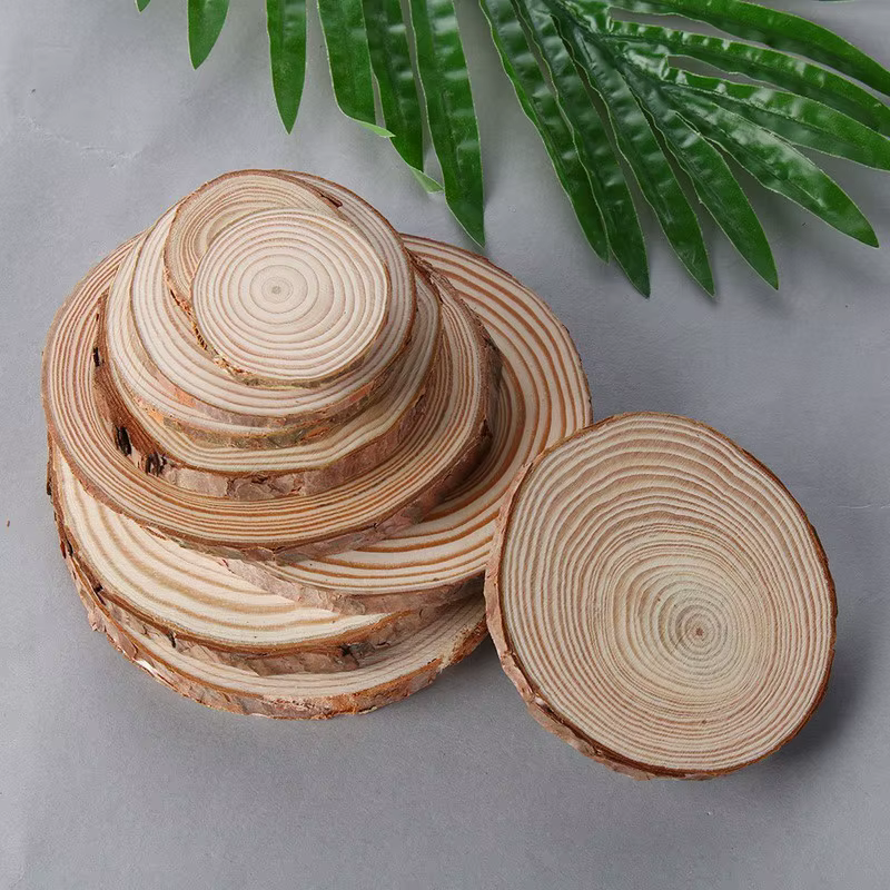 Sous-verres ronds en bois naturel