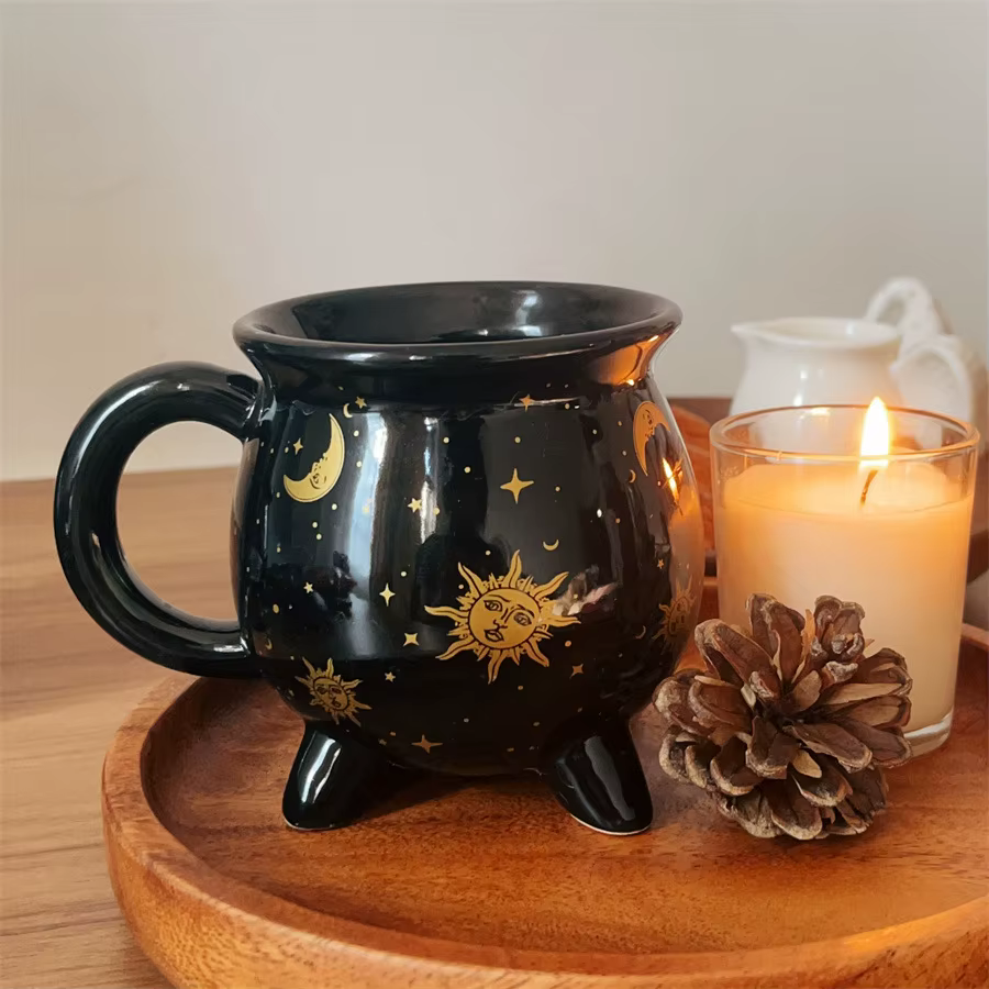Tasse à café chaudron 350 ml tasses de sorcière en céramique noire