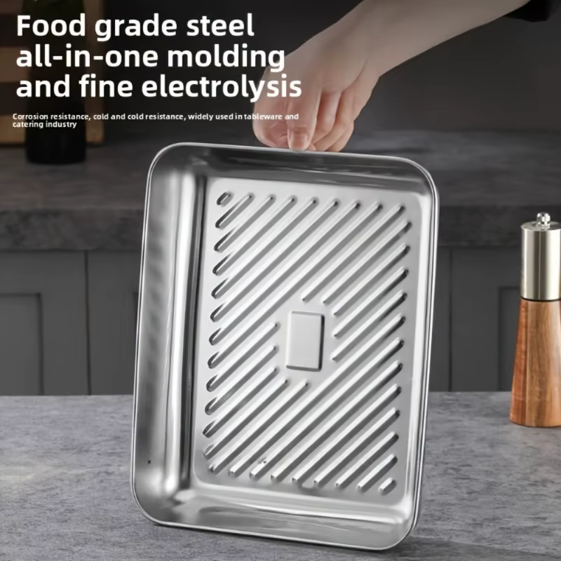 Plateaux de cuisson professionnels en acier inoxydable! 3 pièces avec couvercles – Antiadhésif et facile à nettoyer. Parfait pour rôtir des légumes/carne. Grade maison et restaurant