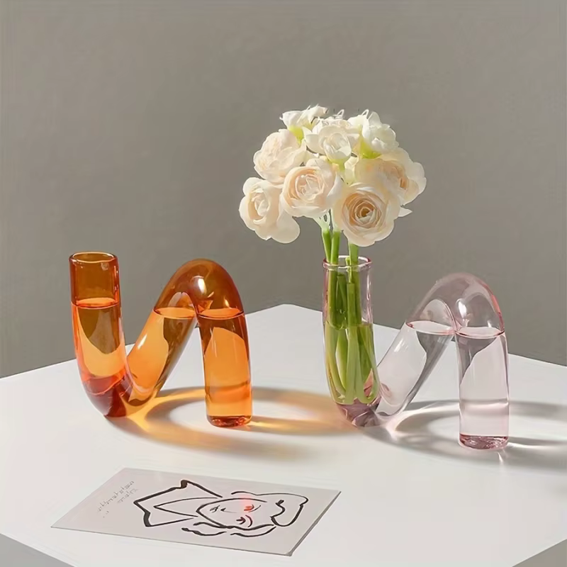 Vase en verre irrégulier nordique | Centre de table transparent moderne pour salle à manger/salon