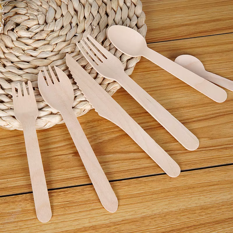 Fourcommuniste et Cuillères en Bois de Poulet, Accessoire Opaque, Convient pour les Fêtes, Camping, Banquets, Mariages, Pique-niques, 50 Pièces