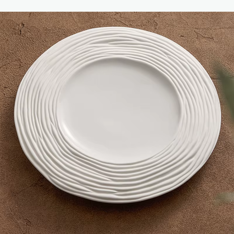 Assiette en céramique à motif ondulé mat, assiette à dessert double couche, assiette à steak, plat à pâtes, assiettes de service, vaisselle de cuisine moléculaire