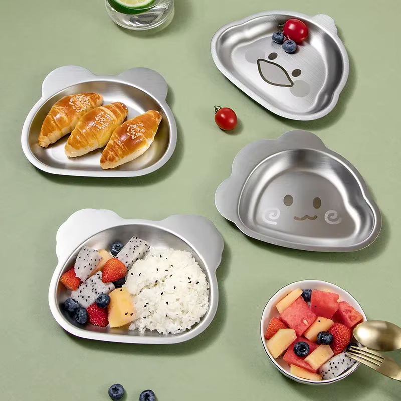 Assiette de table pour enfants en acier inoxydable 304