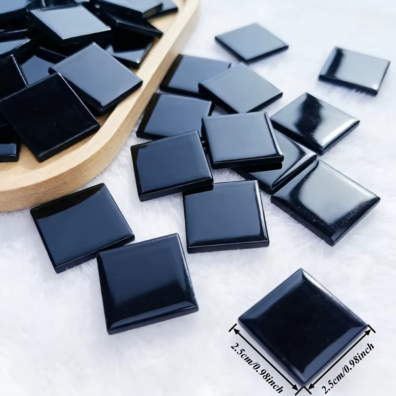 100/200 grammes de mosaïque en verre, morceaux de verre noir 2,5*2,5, adaptés aux matériaux de décoration DIY faits à la main, aux cadres photo créatifs faits à la main, aux ornements de décoration in