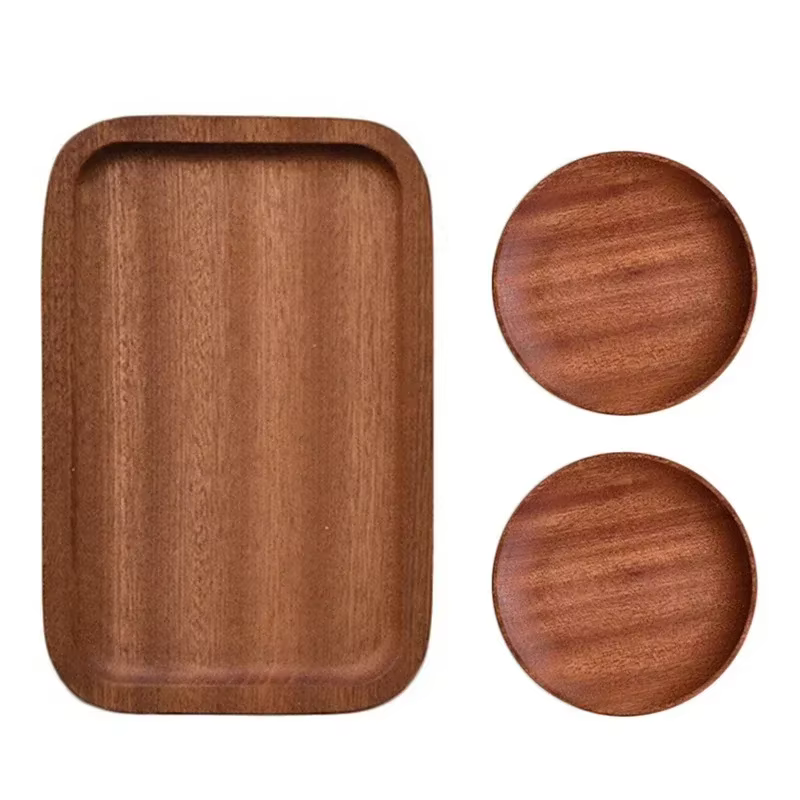 Vaisselle ronde ovale en bois massif