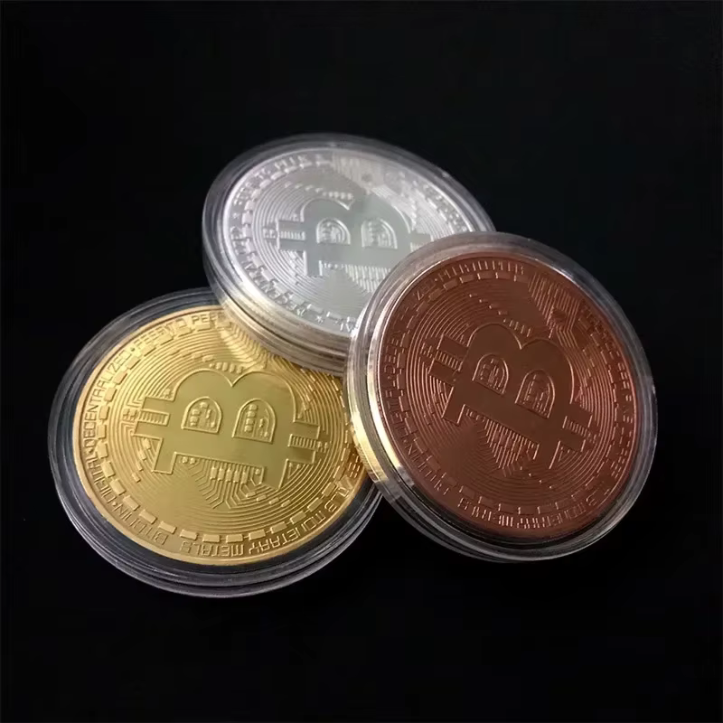 5 pièces plaqué or Casascius Art Collection cadeau crypto commémoratif physique métal antique imitation Bitcoin pièce à collectionner