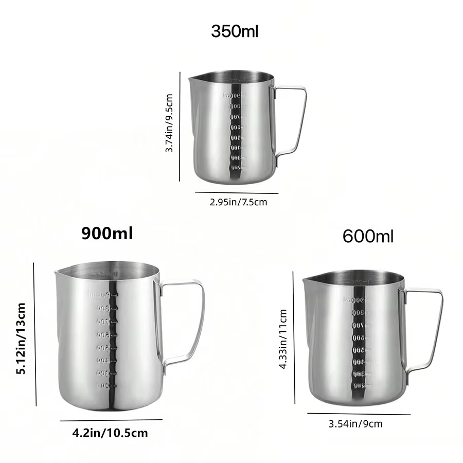 Tasse graduée en acier inoxydable pour café