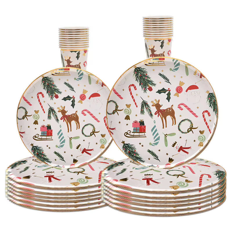 Vaisselle jetable pour fête de noël