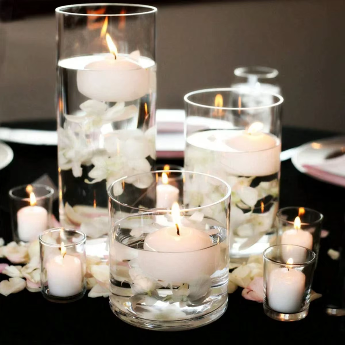 Cylindre verre tasse chandelier mariage Transparent bougie porte-gobelet Vase