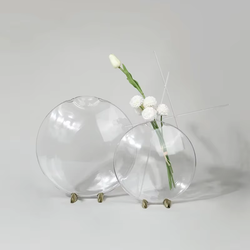 Vase à bouche de poisson en verre et métal moderne