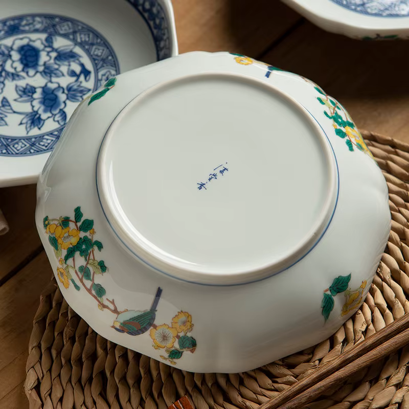 1 pièce – Assiettes en céramique bleues et blanches de style rétro chinois