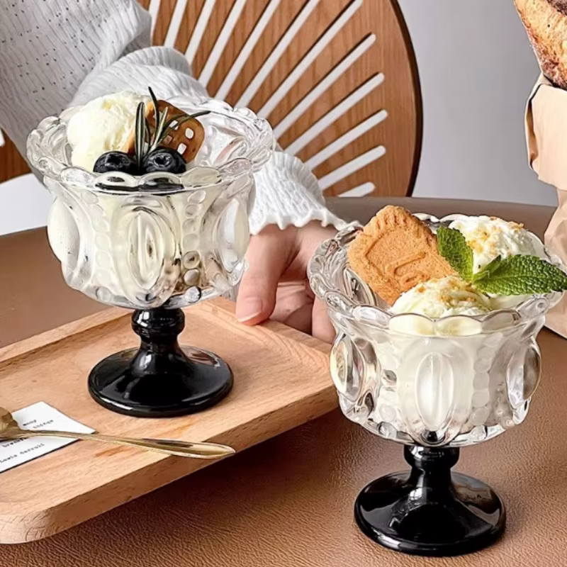 2026 Nouvelle Tasse à dessert en verre à pied haut