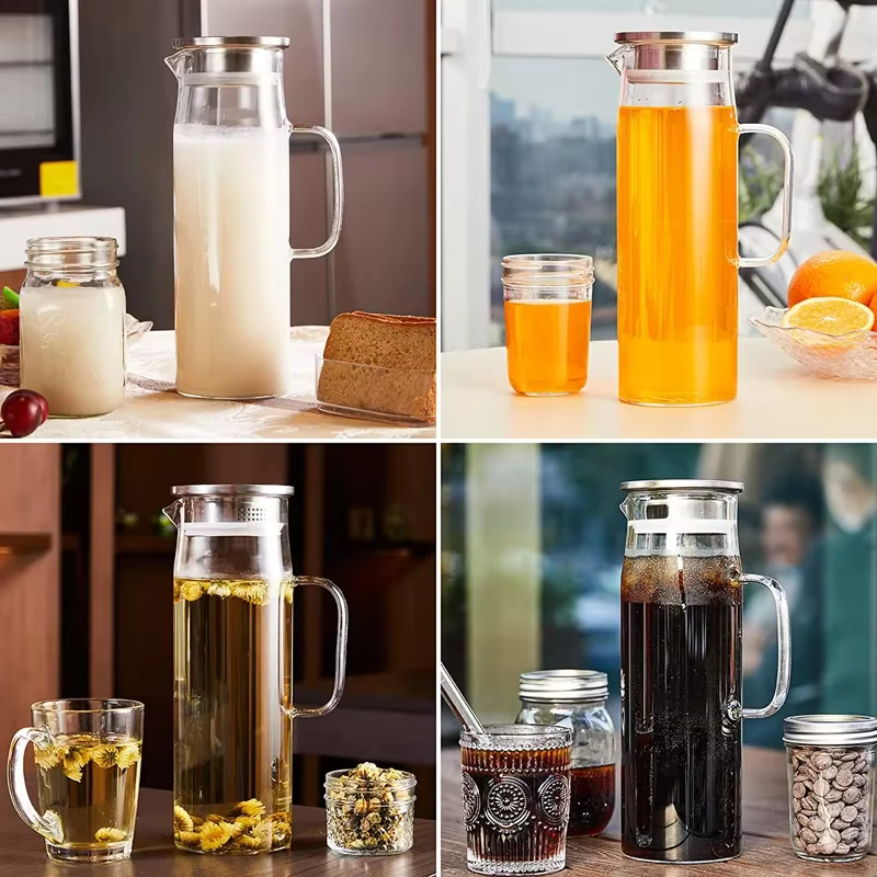 Pichet en verre avec couvercle scellé