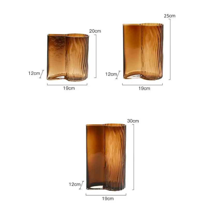 1 pièce Vase en verre carré moderne, motif arbre ambré, design créatif, coloré, pour fleurs hydroponiques de bureau, ornement