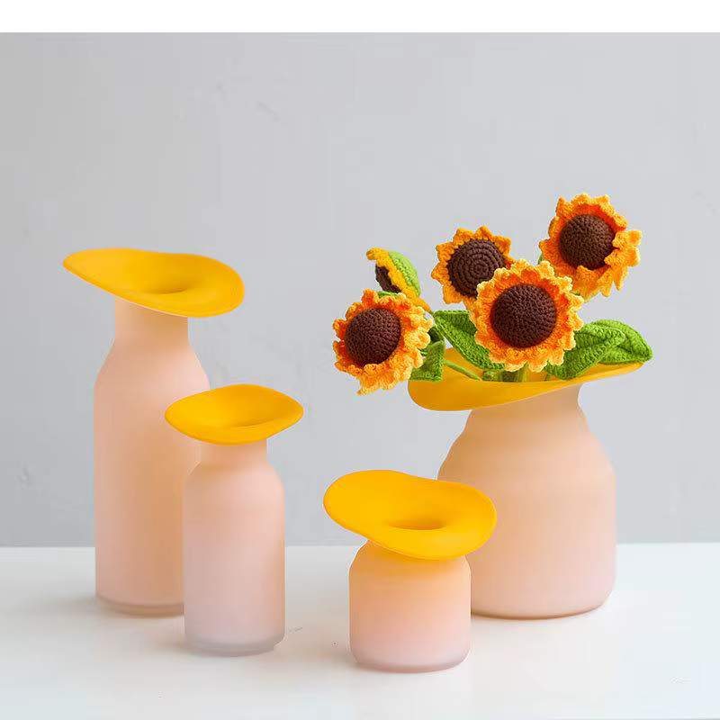 Vase en verre mat bicolore orange