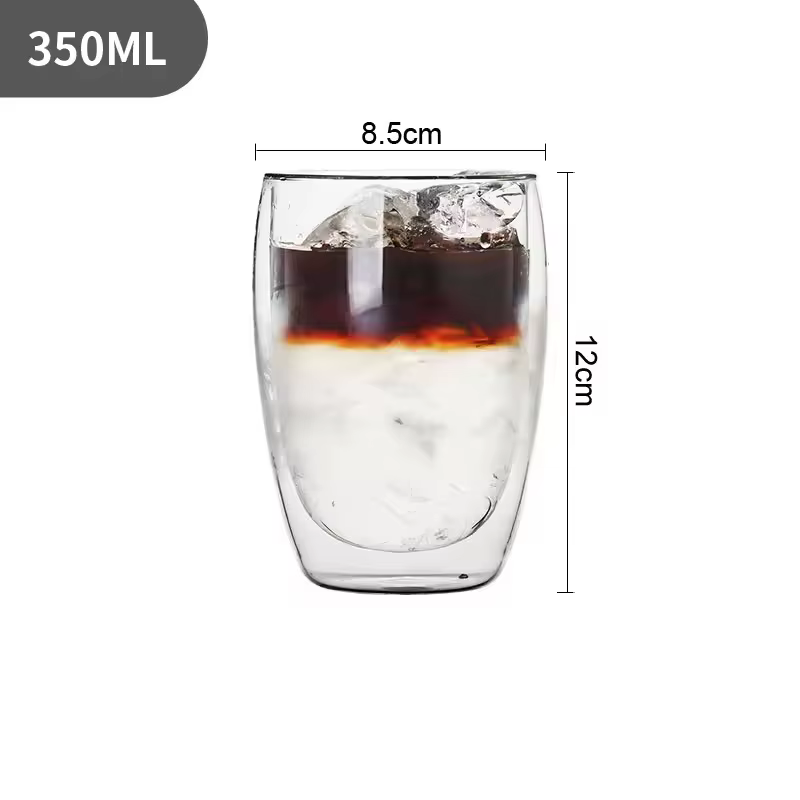 2/4/6 pièces tasses à expresso en verre thermique isolé à Double paroi 350ml tasse à café