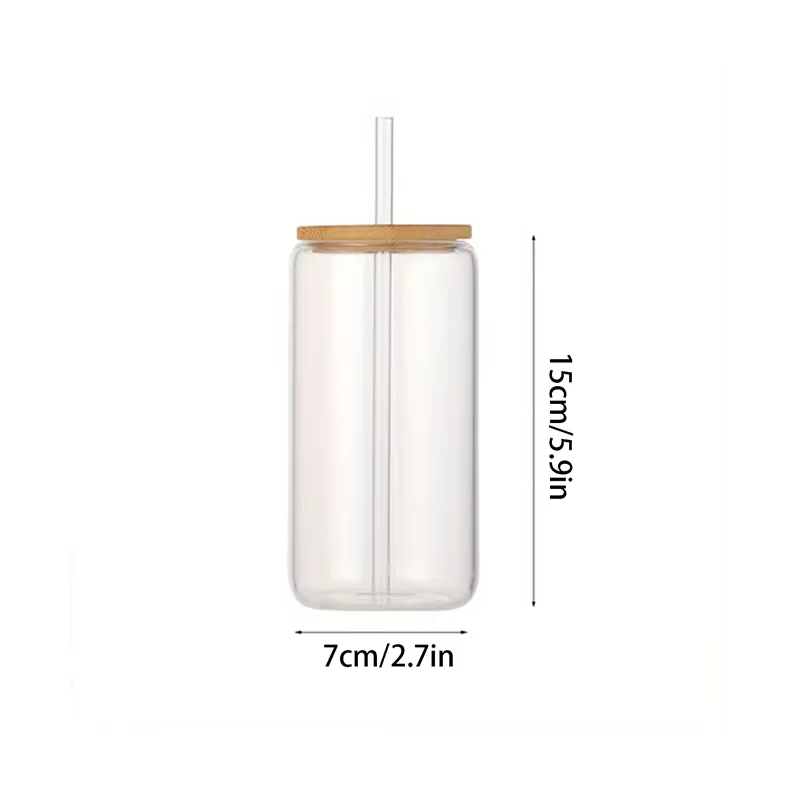 Tasses en verre personnalisées à motif floral 16oz avec couvercle et pailles