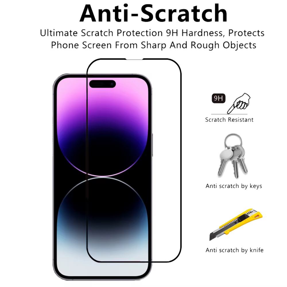 3 pièces de verre trempé pour iPhone 18 17 16 15 14 13 12 11 Pro Max Protecteur d'écran pour iPhone 17e 16e 12 13 Mini Verre Bordure noire