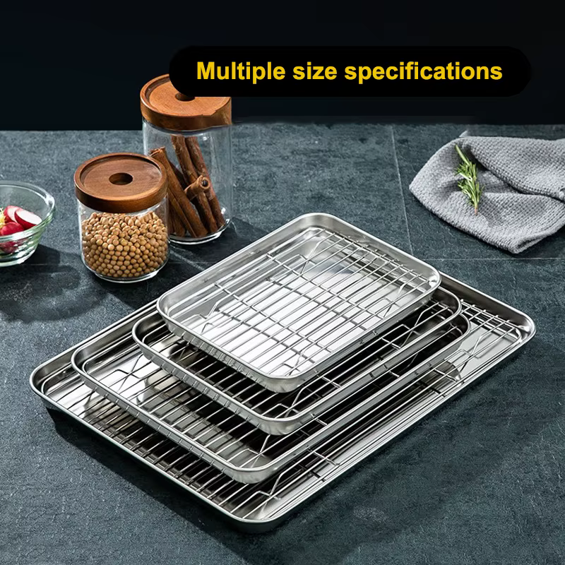 Plateau de cuisson en acier inoxydable avec support de refroidissement amovible