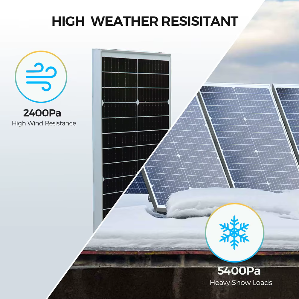 Panneau Solaire 50W /【50W /100W 12V Panneau Solaire Kit】50W 19.8V Chargeur Solaire Set: 50W Mono Panneaux Solaires Intégrant Régulateur de Charge PWM+2 Paires Câble,Charge PV Kit pour Batteries GEL, A