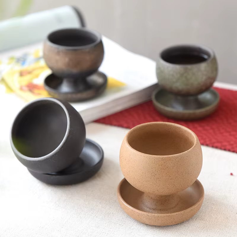 Petite tasse à café ronde en céramique créative avec soucoupe 5oz 150ml