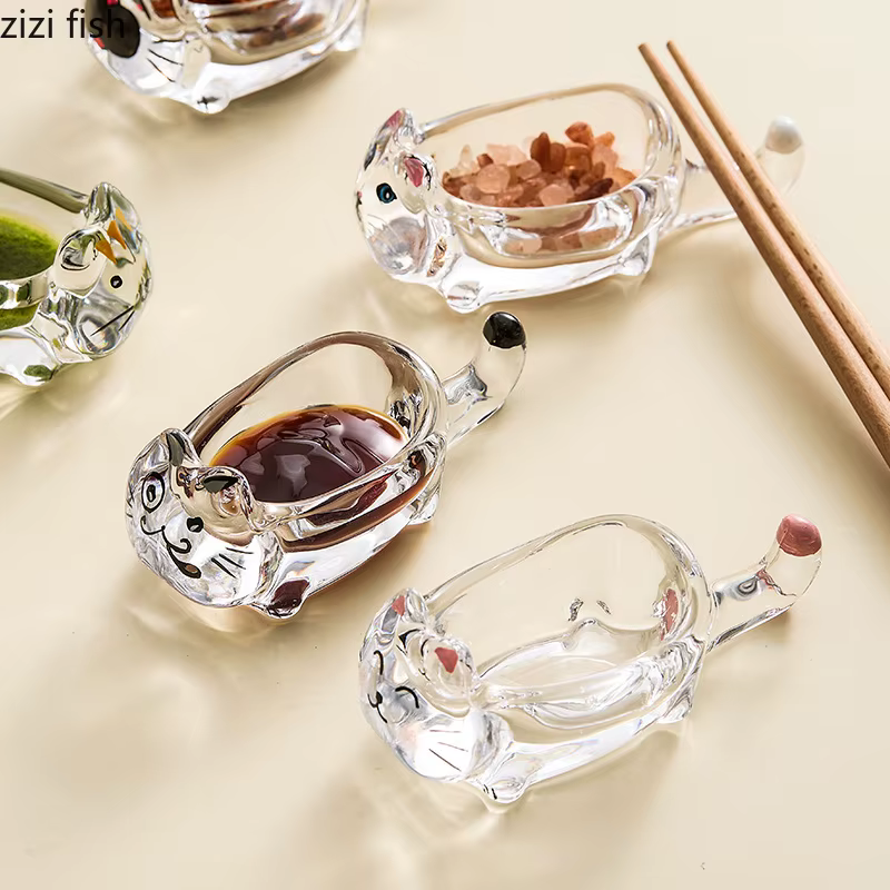 Plat d'assaisonnement en verre de cristal pour chat